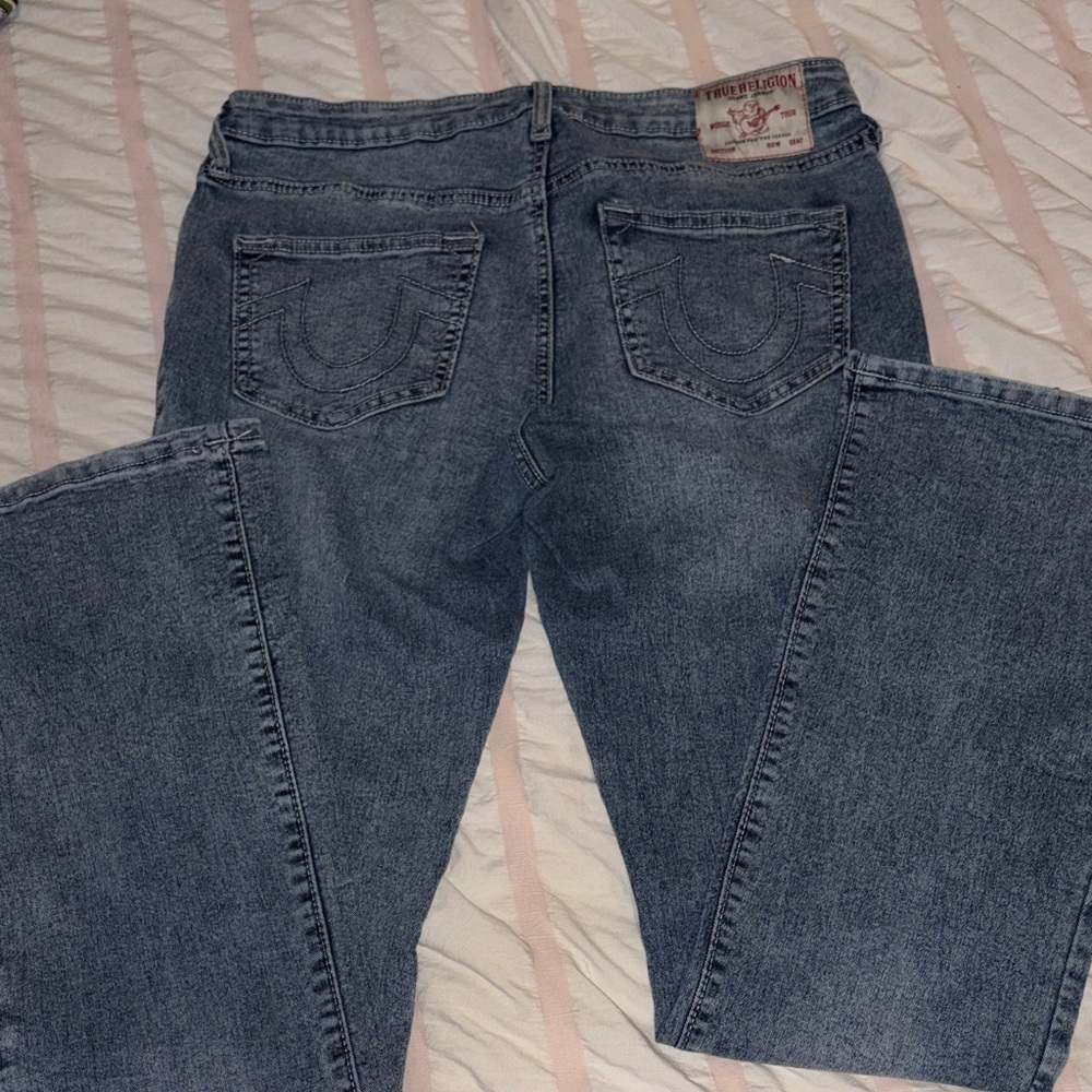 True Religion Classic Blue Jeans With White Stitching